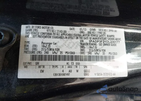 2013 Ford Focus Se z USA, uszkodzony, nr VIN 1FADP3F21DL230177